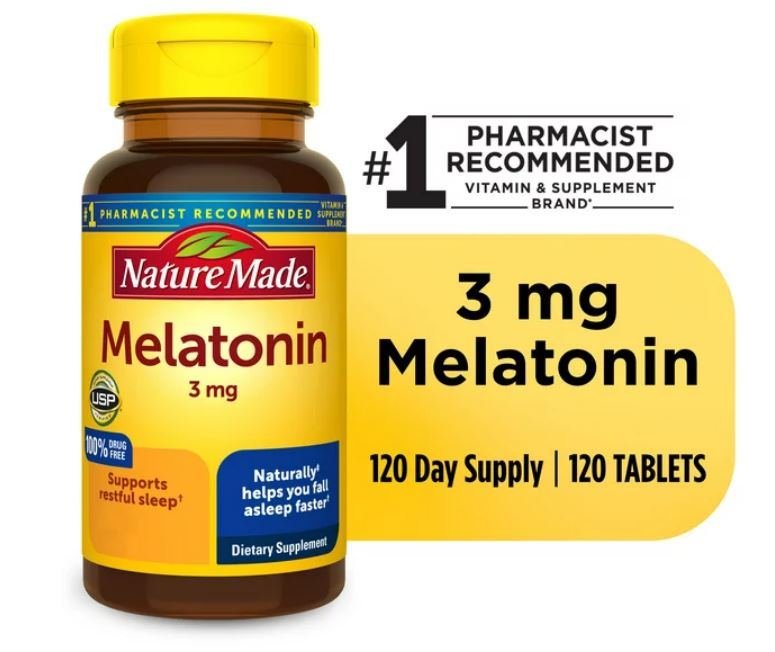 Nature Made Melatonin 3 mg Tablets, 100% Drug Free Sleep Aid for Adults, 120 Count - Nature Made Nature Made Melatonin 3 mg Tablets, 100% Drug Free Sleep Aid for Adults, 120 Count - Nature Made