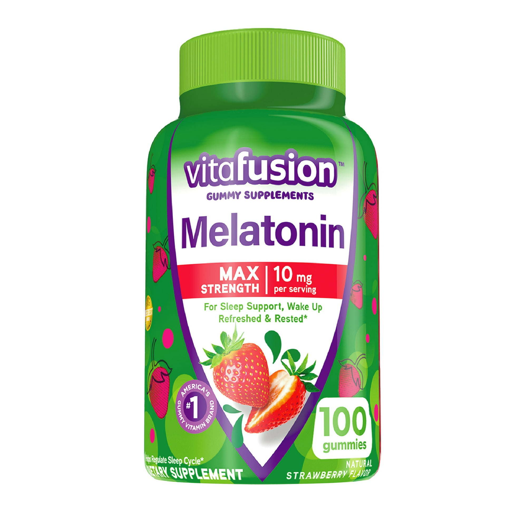 Vitafusion Max Strength Melatonin Gummy Supplements; Strawberry; 100 Count - Vitafusion Vitafusion Max Strength Melatonin Gummy Supplements; Strawberry; 100 Count - Vitafusion